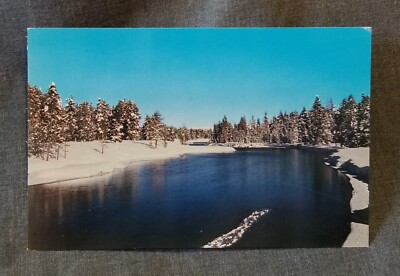LMH Postcard BUFFALO RIVER Island Park Snow Ice Pond's Lodge Idaho Winter 1970s