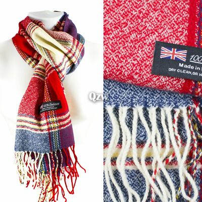 Mens Womens Winter Warm SCOTLAND Made 100% CASHMERE Scarf Scarves Plaid Wool