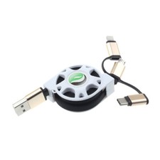 USB Cable Retractable Charger Power Cord 3-in-1 Wire for Cell Phones