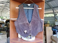Vintage 90s Tasmanian Devil Looney Toons Genuine Suede Vest Med Large