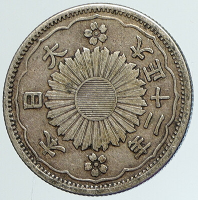 1923 Yr 12 JAPAN Emperor TAISHO / YOSHITO Silver 50 Sen JAPANESE