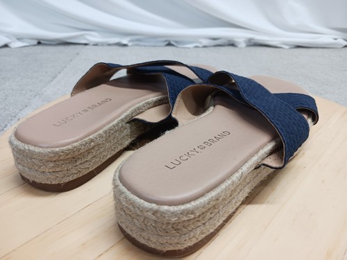 Lucky Brand Gayte Nautical Slide Navy Coastal Platform Slide Sandal Size 6.5 - Picture 7 of 13
