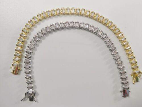 REAL 925 SOLID STERLING SILVER BAGUETTE STONE SETTING GOLD / SILVER FINISH - Picture 1 of 14