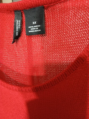 New Directions Burgundy Red Short Sleeves Pullover  Sweater Fringe Cardigan 3X - Picture 3 of 4