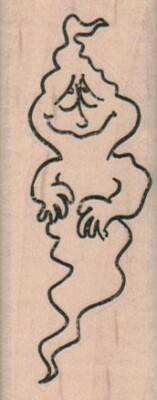 Ghost Face On 1 1/4 x 3'' Rubber Stamp, Halloween Stamp, Halloween Crafts