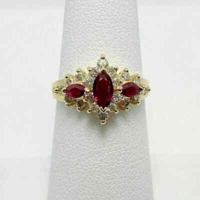 2Ct Marquise Cut Lab Created Ruby Diamond Engagement Ring 14K Yellow Gold Plated