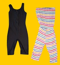 Bundle of 2 Women's Unbranded Size M/L Rompers Shorts Black Stripes Multicolor P