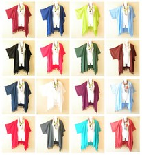 CG17 Solid Plain Kimono Cardigan Duster Kaftan Jacket Open Front - 2X, 3X 4X, 5X