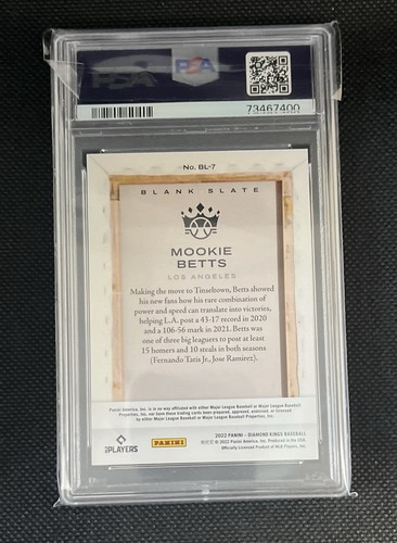 2022 Panini Diamond Kings Mookie Betts Blank Slate PSA 10 Case Hit GemMint!! - Picture 2 of 2