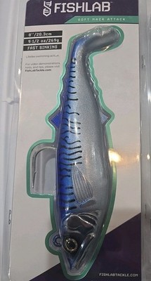 Fishlab Soft Mack Attack 8'' Swimbait 9.5oz Tuna Bass Trolling Saltwatr Sink Lure
