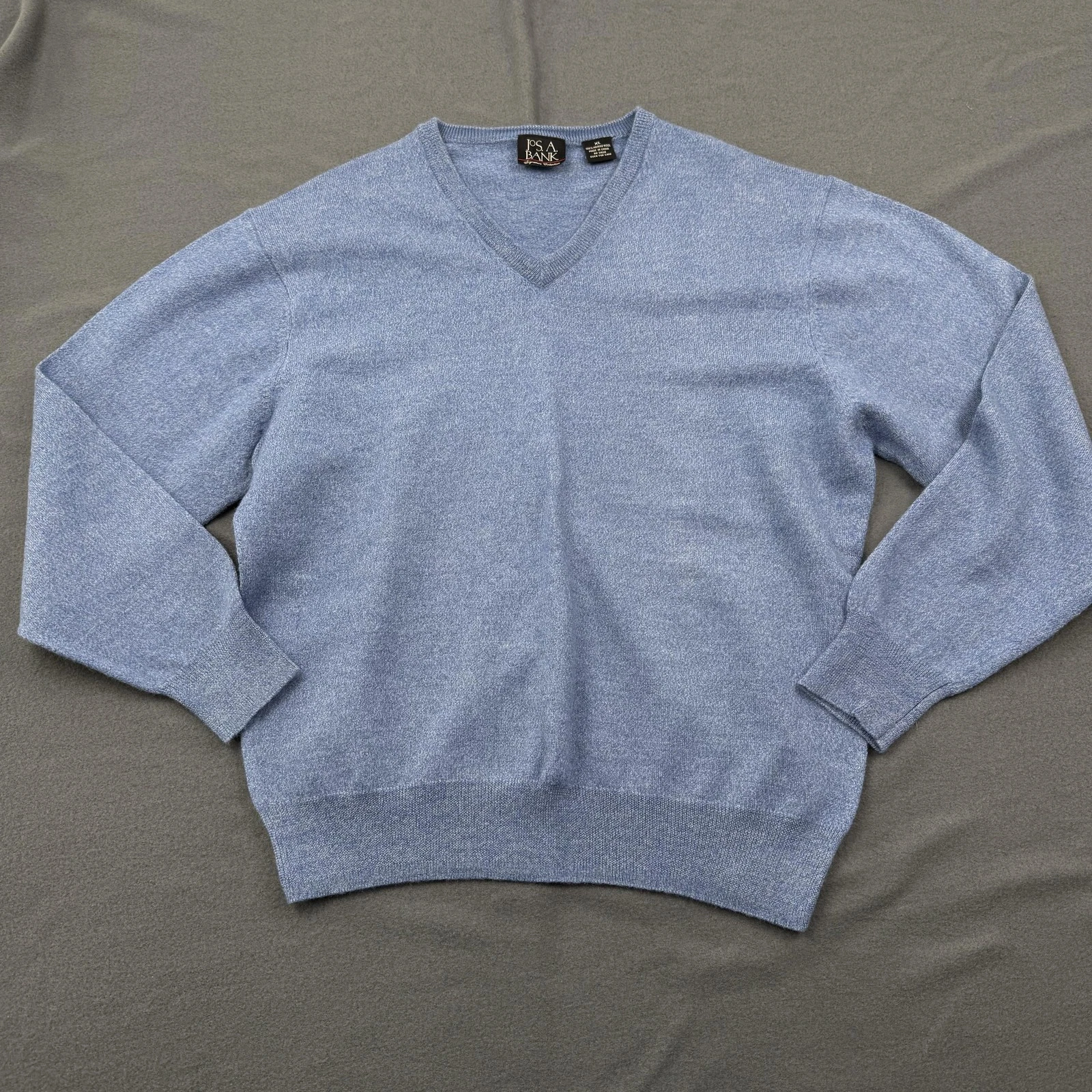 Jos A Bank Sweater Mens XL (M-L FIT) Blue 100% Merino Wool *SEE MEASUREMENTS*