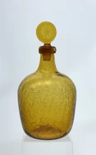 Blenko Handmade Glass 7521S Decanter in Wheat Crackle Don Shepherd Design