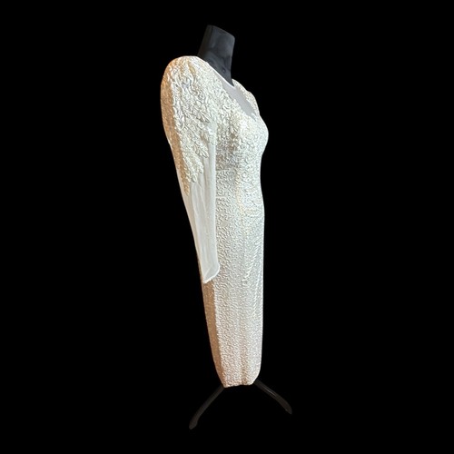 Sylvia Ann Wedding Dress 100% Silk Ivory Color Hand Beaded embroidery, Size 7/8 - Picture 2 of 19