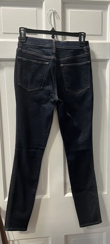 Gap 1969 True Skinny High Rise Jeans Size 24R Dark Wash w/ Multi Color Threads - Picture 3 of 9