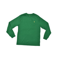 Polo Ralph Lauren Boy's Size L 14-16 Long Sleeve Green T Shirt Pony Cotton