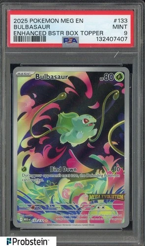 2025 Pokemon MEG EN Enhanced Booster Topper #133 Bulbasaur PSA 9