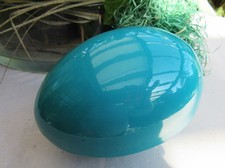 altes Füll Ei Osterei Candy Container 11 cm Pappmache türkisblau lackiert