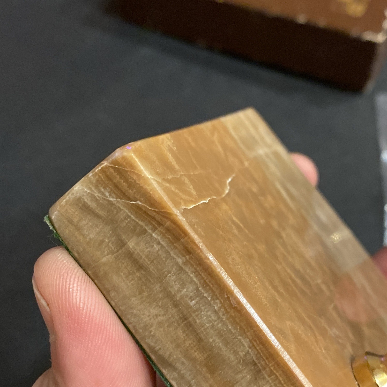 Vtg NIB Park Sherman Caramel Brown Marble Onyx Desk Pen Holder 5"4” NEW In Box