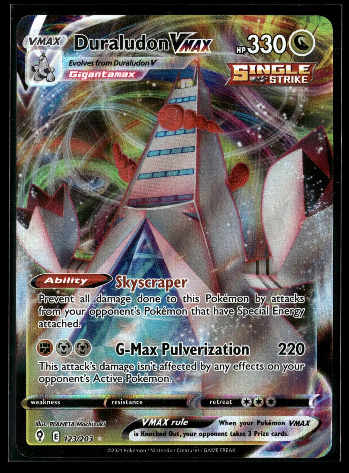 Duraludon VMAX 123/203 Holo SWSH07: Evolving Skies NM