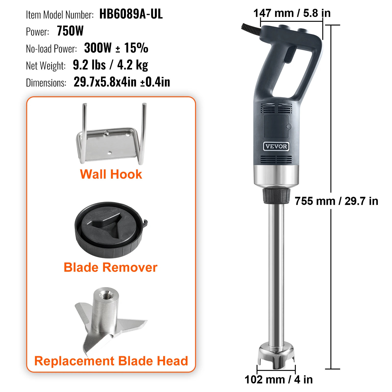 Immersion Blender Heavy Duty Hand Mixer Multi-Purpose for So