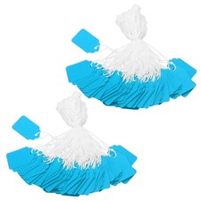 300Pcs 1.38"x0.87" Price Tags with String Attached Blank Hang Tag Lake Blue