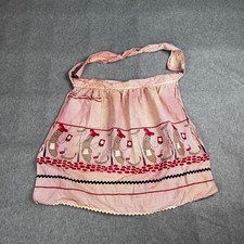 VTG Half Apron Handmade Red Check Waitress Dancing Hotdogs 50s MCM READ