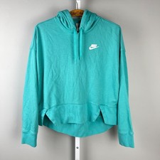 Nike Cropped Oversized Hoodie Sweatshirt Womens S Aqua Athletic Lounge Casual