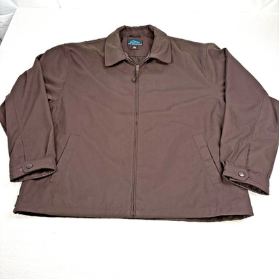 Tri-Mountain Men s Brown Lightweight Zip Front Jacket Size 2XL Nylon Lined EUC