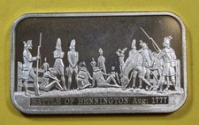 BATTLE OF BENNINGTON  AUG: 1777 ~ COLUMBIA MINT ~ 1 OZT .999 SILVER BAR 89.00 per troy oz
