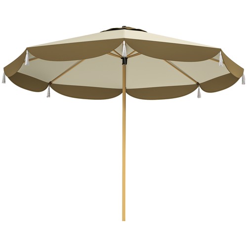 Outsunny 9FT Patio Umbrella, Cream White, UPF 50+ Outdoor Umbrella