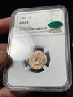 1863 NGC MS63 CAC Indian Head Cent Copper Nickel Toned