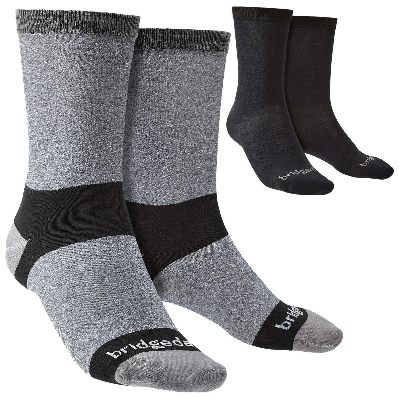 Bridgedale - 2 Pairs Mens Liner Base Layer Coolmax Liner Boot Socks