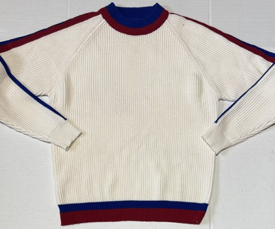 #ad K MART Women#x27;s Vintage USA Red White Blue Knit Ski Pullover Sweater Large $24.99