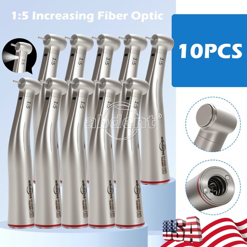 10 Abdent Dental 1:5 Aumento Contraángulo Pieza de Mano Fibra Óptica LED Interno - Imagen 1 de 22