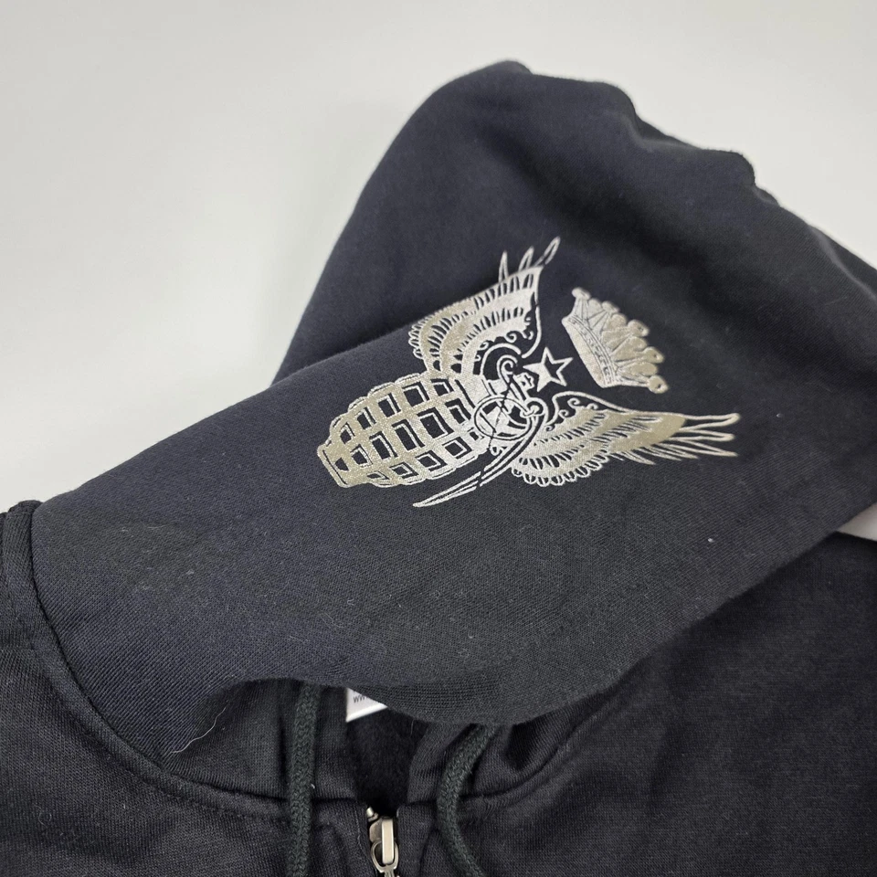 Christian Audigier Sudadera con Capucha Para Hombres XL Negra Cremallera Completa Ciudad de Ángeles Gráfico LA Foto 3 de 4