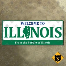 Illinois state line highway marker road sign Lincoln silhouette welcome 17x7
