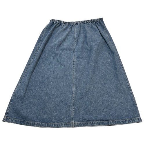 CJ Banks Skirt Womens 22W Denim Maxi Belted Snap Detail Slit Western Boho Modest - Picture 2 of 8