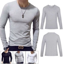 Mens Long Sleeve Thermal T-shirt Milksilk Base Layer Slim Muscle Fit Top XL-4XL