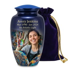 Custom Photo Urn for Ashes 10 Inch Aluminum Memorial Urn with Personalized Pic