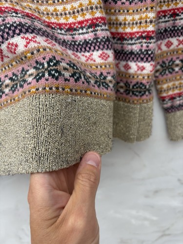 Boden Women’s Fair Isle Gold Wool Cotton Cashmere Jumper Size M Nordic - Picture 5 of 11