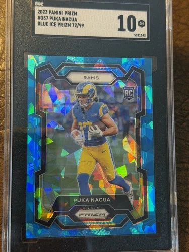 2023 Panini Prizm Puka Nacua Blue Ice /99 RC Rookie SGC 10 LOW POP
