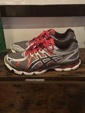 Asics Men's 11.5 Gel Nimbus 16 T435N Silver Black Red Running Shoes Trainers