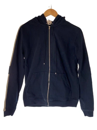 HERMÈS HERMES FELPA CON CAPPUCCIO ZIP L COTONE Navy usata