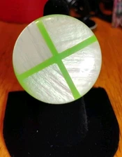 White Green 4 Quarter Swirl Lucite Clear Bohemian  plastic statement ring 7