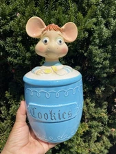 Vintage Topo Gigio Mouse Ceramic Cookie Jar. 70s Maria Perego Mouse Collectible