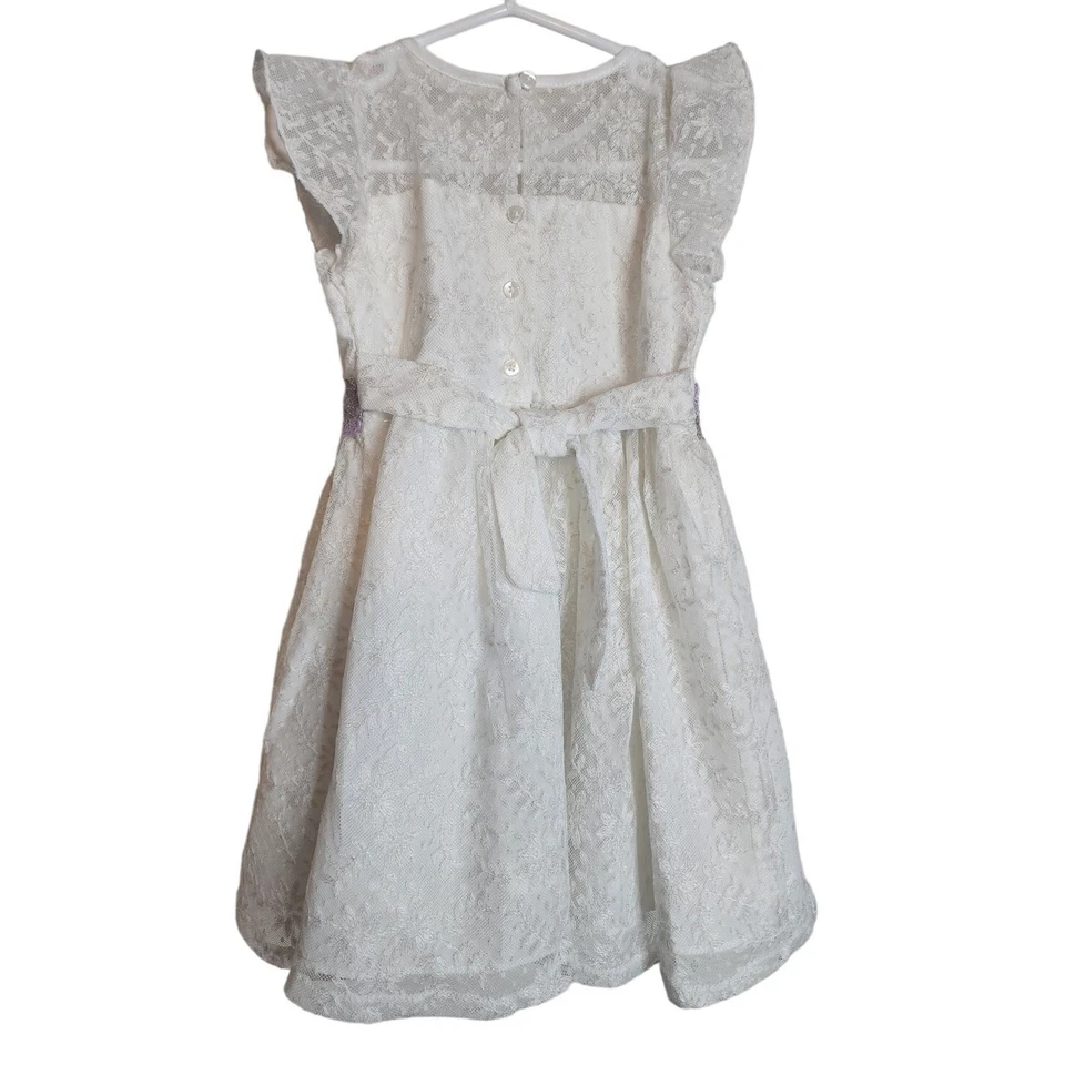 Vestido Laura Ashley 3T Formal Encaje Superpuesto con Faja Púrpura Foto 4 de 4