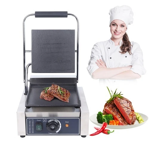 Commercial Electric Panini Press Grill Griddle Plate , Flat Sandwich Steak Maker