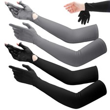 2 Pairs Women UV Long Sun Protection Gloves Touchscreen Arm Sun Driving Glove...
