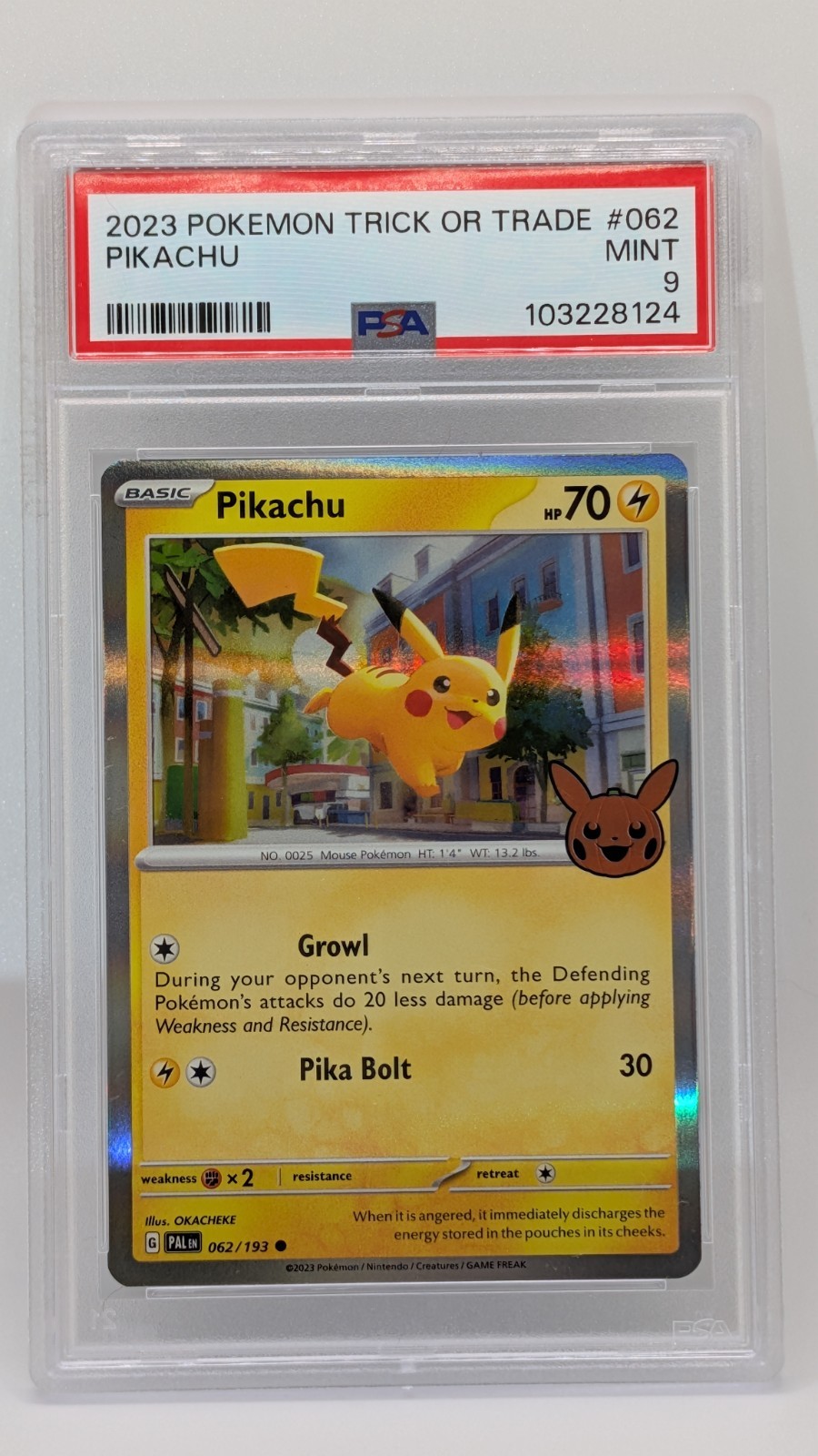 2023 Pokémon Trick or Trade Pikachu #062/193 Foil PSA 9 MINT!