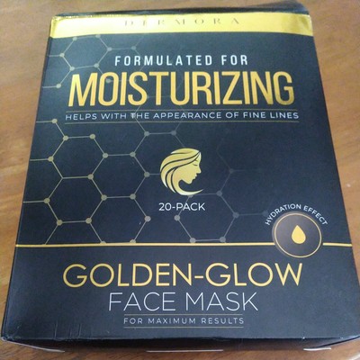 Face Mask Patches Golden-Glow Moisturizing 20 Pack Open Box.
